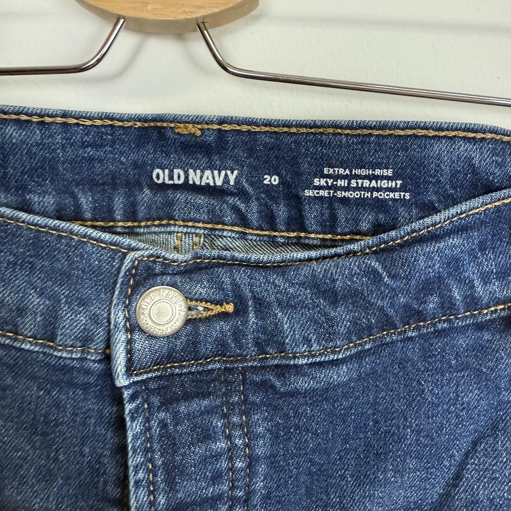 Old Navy Jeans Womens 20 Extra High Rise Sky-Hi Straight Secret Smooth Pockets - Picture 4 of 9